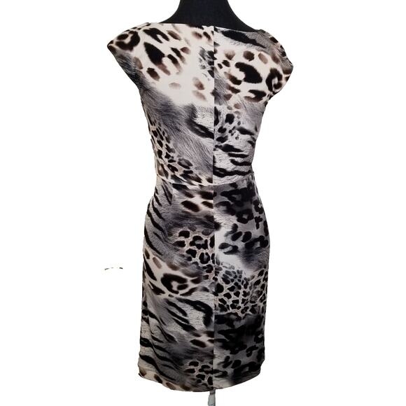 Laudrew Woman's Career Casual Party Animal Print Sheath Dress Twisted Waist Sz 2 - Picture 6 of 10